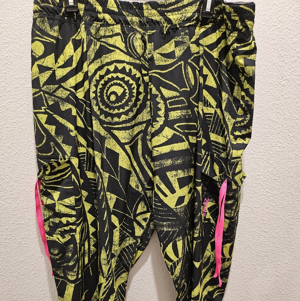 Zumba Fitness Black and Yellow Pants with Pink Details